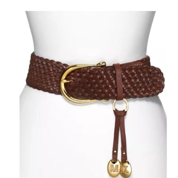 Michael Kors Women\'s Braided Leather tassel Belt brown leather size small main image 7